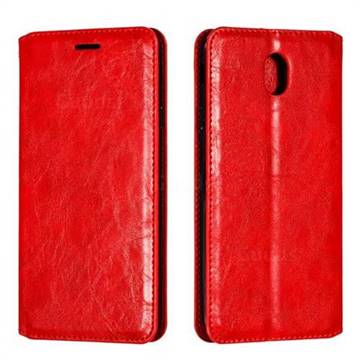 Retro Slim Magnetic Crazy Horse PU Leather Wallet Case for Samsung Galaxy J7 2017 J730 Eurasian - Red