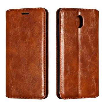 Retro Slim Magnetic Crazy Horse PU Leather Wallet Case for Samsung Galaxy J7 2017 J730 Eurasian - Brown