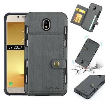 Brush Multi-function Leather Phone Case for Samsung Galaxy J7 2017 J730 Eurasian - Gray