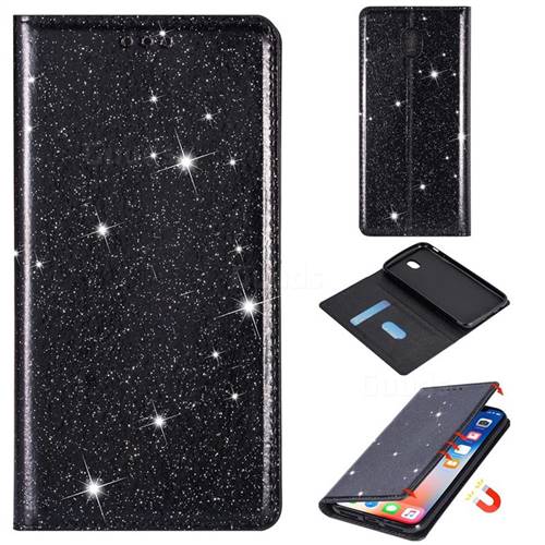 Ultra Slim Glitter Powder Magnetic Automatic Suction Leather Wallet Case for Samsung Galaxy J7 2017 J730 Eurasian - Black