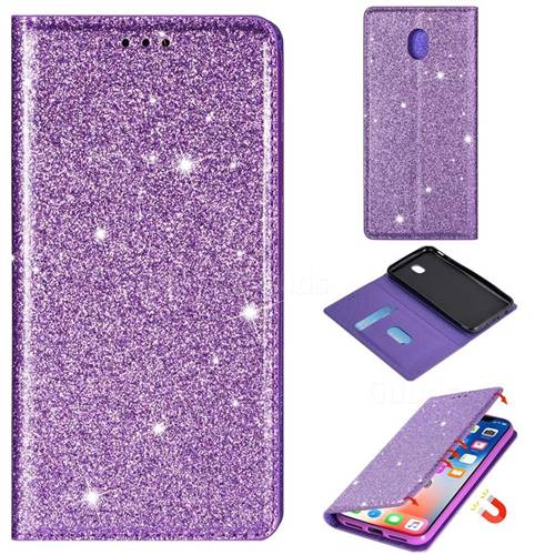Ultra Slim Glitter Powder Magnetic Automatic Suction Leather Wallet Case for Samsung Galaxy J7 2017 J730 Eurasian - Purple