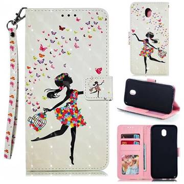 Flower Girl 3D Painted Leather Phone Wallet Case for Samsung Galaxy J7 2017 J730 Eurasian