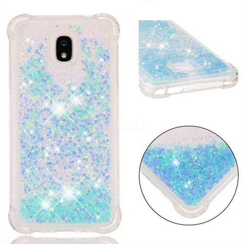 Dynamic Liquid Glitter Sand Quicksand TPU Case for Samsung Galaxy J7 (2018) - Silver Blue Star