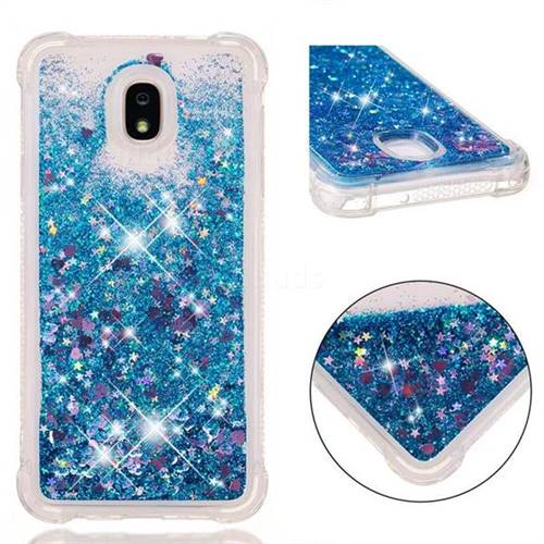 Dynamic Liquid Glitter Sand Quicksand TPU Case for Samsung Galaxy J7 (2018) - Blue Love Heart