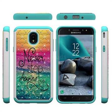 Colorful Dream Catcher Studded Rhinestone Bling Diamond Shock Absorbing Hybrid Defender Rugged Phone Case Cover for Samsung Galaxy J7 (2018)