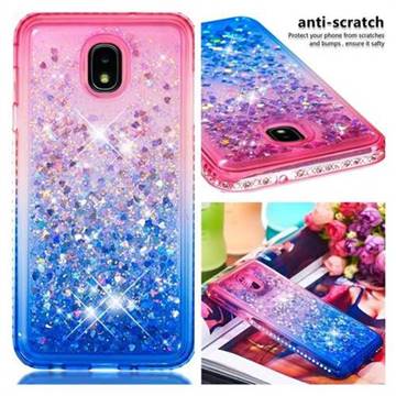 Diamond Frame Liquid Glitter Quicksand Sequins Phone Case for Samsung Galaxy J7 (2018) - Pink Blue