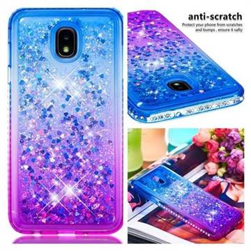 Diamond Frame Liquid Glitter Quicksand Sequins Phone Case for Samsung Galaxy J7 (2018) - Blue Purple