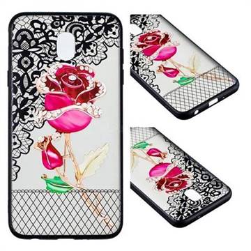 Rose Lace Diamond Flower Soft TPU Back Cover for Samsung Galaxy J7 (2018)