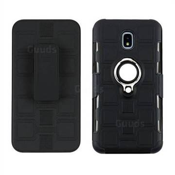 3 in 1 PC + Silicone Leather Phone Case for Samsung Galaxy J7 (2018) - Black