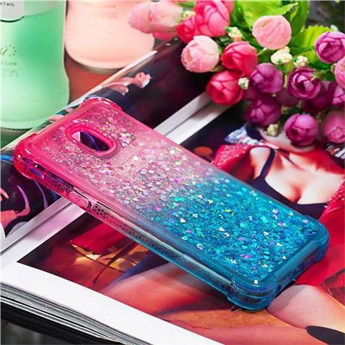 Hot Pink Clear Flowing Liquid Phone Case For Samsung Galaxy J3 J4 Core J5  J6 J7 2017 2016 J4 2018 Glitter Quicksand Back Cover