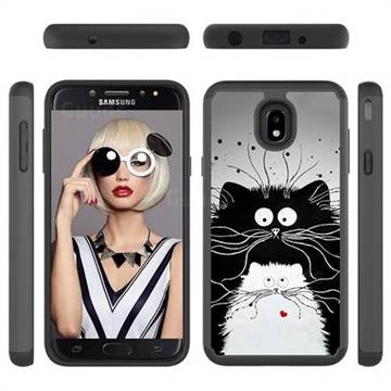 Black and White Cat Shock Absorbing Hybrid Defender Rugged Phone Case Cover for Samsung Galaxy J7 (2018)