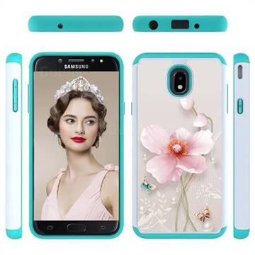Pearl Flower Shock Absorbing Hybrid Defender Rugged Phone Case Cover for Samsung Galaxy J7 (2018)