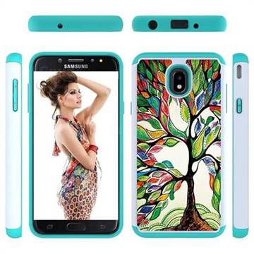 Multicolored Tree Shock Absorbing Hybrid Defender Rugged Phone Case Cover for Samsung Galaxy J7 (2018)