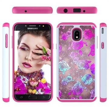 peony Flower Shock Absorbing Hybrid Defender Rugged Phone Case Cover for Samsung Galaxy J7 (2018)