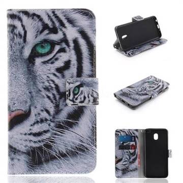 White Tiger PU Leather Wallet Case for Samsung Galaxy J7 (2018)