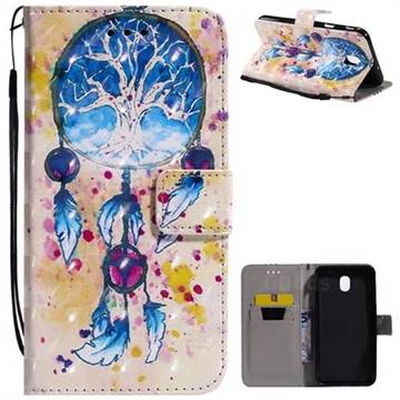 Blue Dream Catcher 3D Painted Leather Wallet Case for Samsung Galaxy J7 (2018)