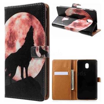 Moon Wolf Leather Wallet Case for Samsung Galaxy J7 (2018)