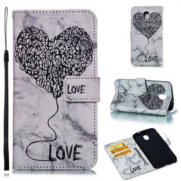 Marble Heart PU Leather Wallet Phone Case for Samsung Galaxy J7 (2018) - Black