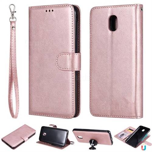 Retro Greek Detachable Magnetic PU Leather Wallet Phone Case for Samsung Galaxy J7 (2018) - Rose Gold