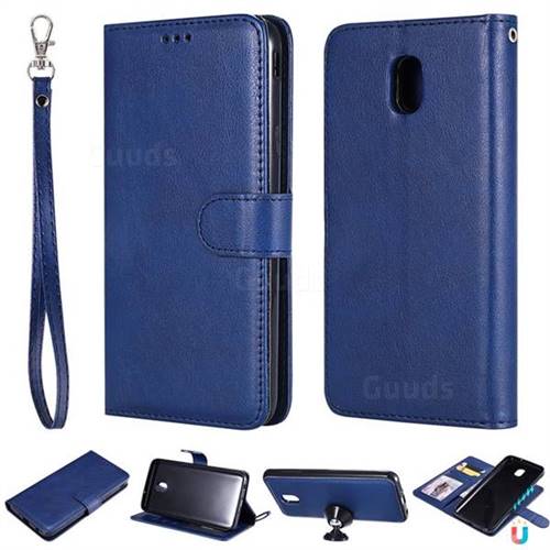 Retro Greek Detachable Magnetic PU Leather Wallet Phone Case for Samsung Galaxy J7 (2018) - Blue