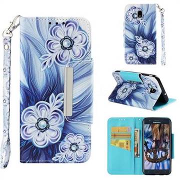 Button Flower Big Metal Buckle PU Leather Wallet Phone Case for Samsung Galaxy J7 (2018)