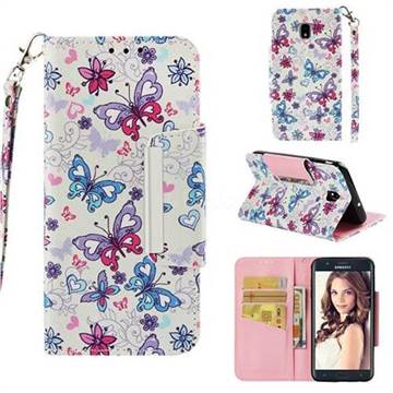 Colored Butterfly Big Metal Buckle PU Leather Wallet Phone Case for Samsung Galaxy J7 (2018)