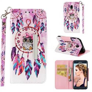 Owl Wind Chimes Big Metal Buckle PU Leather Wallet Phone Case for Samsung Galaxy J7 (2018)