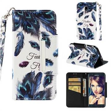 Peacock Feather Big Metal Buckle PU Leather Wallet Phone Case for Samsung Galaxy J7 (2018)