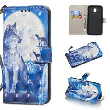 Ice Wolf 3D Painted Leather Wallet Phone Case for Samsung Galaxy J7 (2018)