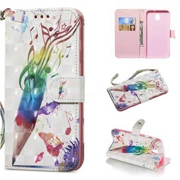 Music Pen 3D Painted Leather Wallet Phone Case for Samsung Galaxy J7 (2018)