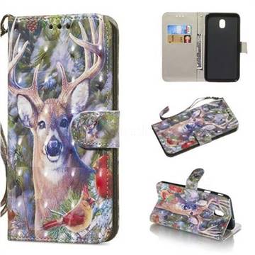 Elk Deer 3D Painted Leather Wallet Phone Case for Samsung Galaxy J7 (2018)