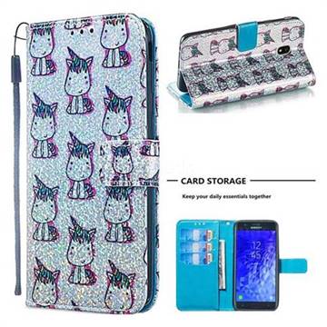 Little Unicorn Sequins Painted Leather Wallet Case for Samsung Galaxy J7 (2018)