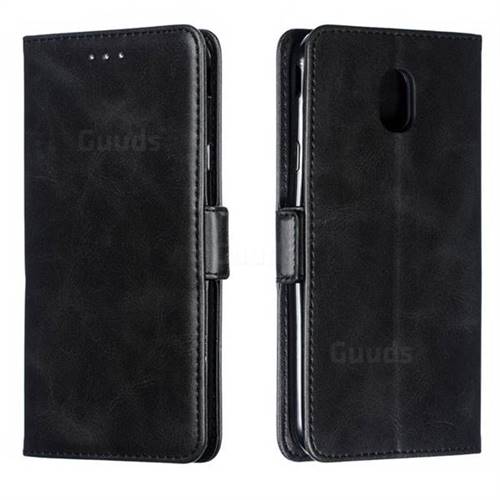 Retro Classic Calf Pattern Leather Wallet Phone Case for Samsung Galaxy J7 (2018) - Black