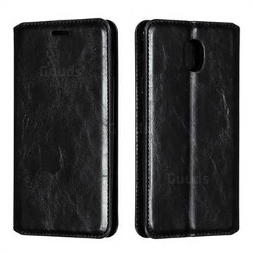 Retro Slim Magnetic Crazy Horse PU Leather Wallet Case for Samsung Galaxy J7 (2018) - Black