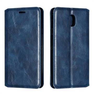 Retro Slim Magnetic Crazy Horse PU Leather Wallet Case for Samsung Galaxy J7 (2018) - Blue