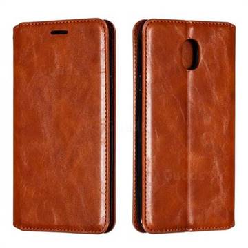 Retro Slim Magnetic Crazy Horse PU Leather Wallet Case for Samsung Galaxy J7 (2018) - Brown