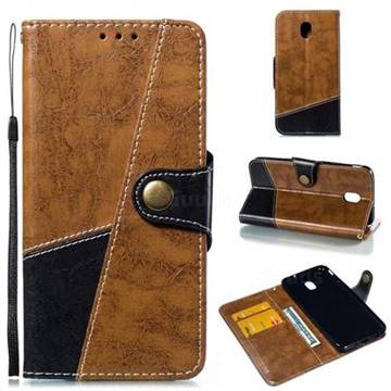 Retro Magnetic Stitching Wallet Flip Cover for Samsung Galaxy J7 (2018) - Brown
