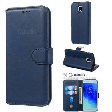 Retro Calf Matte Leather Wallet Phone Case for Samsung Galaxy J7 (2018) - Blue
