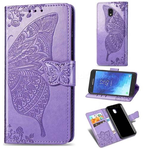 Embossing Mandala Flower Butterfly Leather Wallet Case for Samsung Galaxy J7 (2018) - Light Purple
