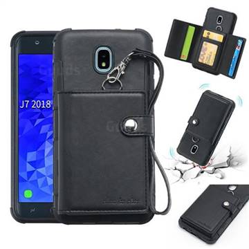 Retro Multi-function Leather Wallet Phone Case for Samsung Galaxy J7 (2018) - Black