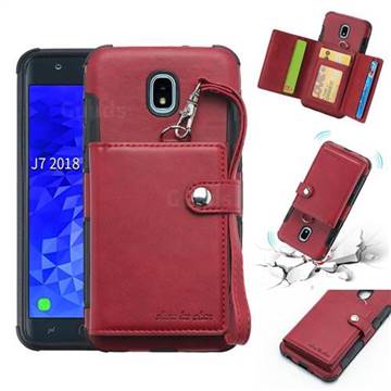 Retro Multi-function Leather Wallet Phone Case for Samsung Galaxy J7 (2018) - Wine Red