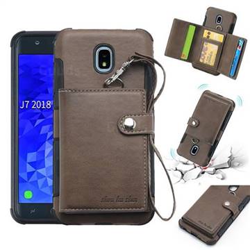Retro Multi-function Leather Wallet Phone Case for Samsung Galaxy J7 (2018) - Coffee
