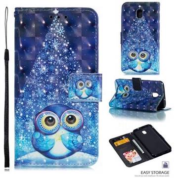 Stage Owl 3D Painted Leather Phone Wallet Case for Samsung Galaxy J7 (2018)