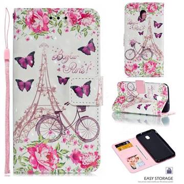 Bicycle Flower Tower 3D Painted Leather Phone Wallet Case for Samsung Galaxy J7 (2018)