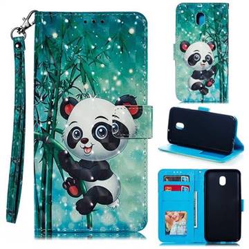 Cute Panda 3D Painted Leather Phone Wallet Case for Samsung Galaxy J7 (2018)