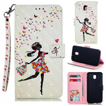 Flower Girl 3D Painted Leather Phone Wallet Case for Samsung Galaxy J7 (2018)