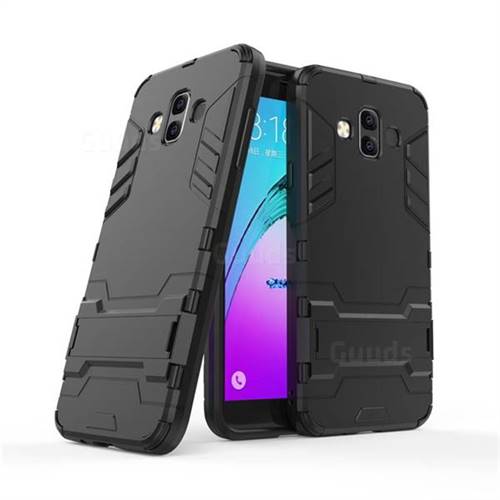 Armor Premium Tactical Grip Kickstand Shockproof Dual Layer Rugged Hard Cover for Samsung Galaxy J7 Duo - Black