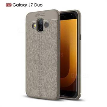 Luxury Auto Focus Litchi Texture Silicone TPU Back Cover for Samsung Galaxy J7 Duo - Gray