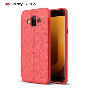 Luxury Auto Focus Litchi Texture Silicone TPU Back Cover for Samsung Galaxy J7 Duo - Red