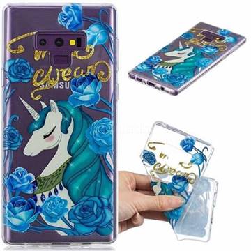 Blue Flower Unicorn Clear Varnish Soft Phone Back Cover for Samsung Galaxy J7 Duo